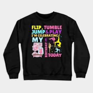 Girls 5th Birthday Gymnastics Themed Party Kids Five Year Old Crewneck Sweatshirt